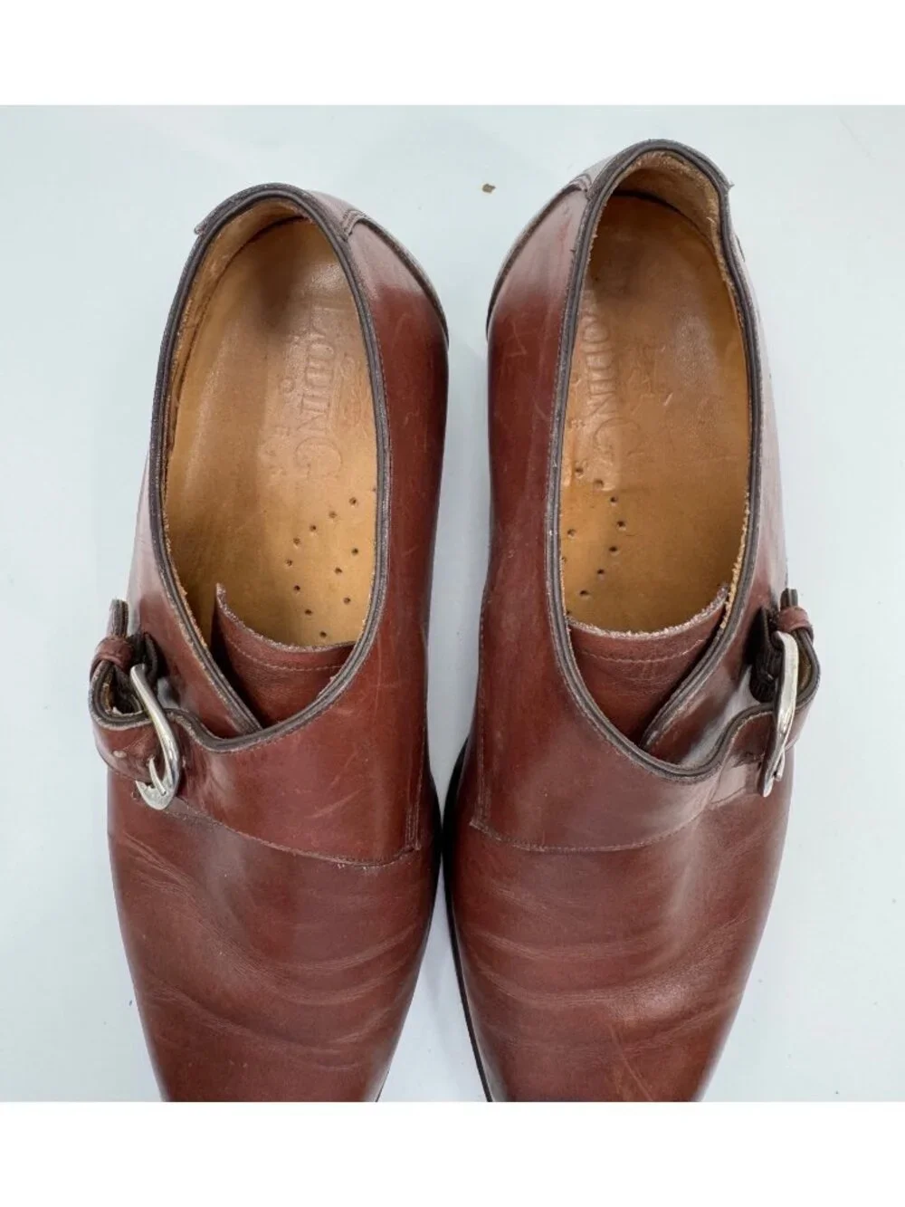 Loding Mens Brown Leather Monk Strap Shoes Size UK 7 US 8 With Goodyear Welt